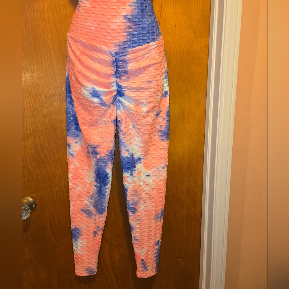 Victoria's Secret Pink and Blue Tie-Dye Leggings